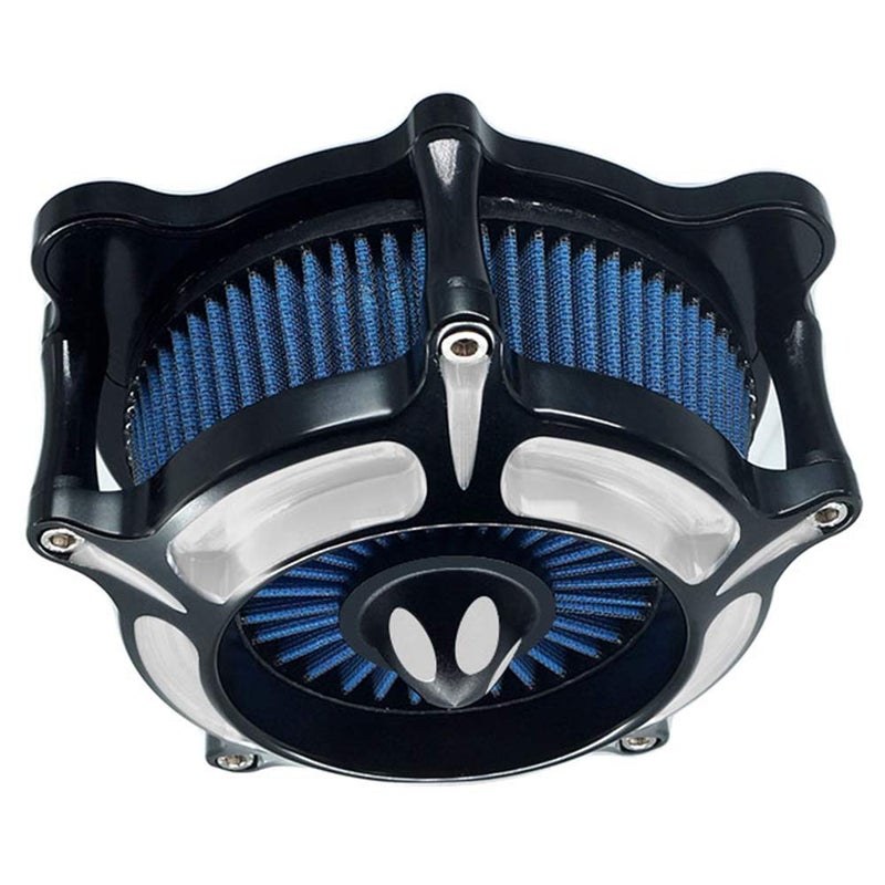 AGECO Air Filter Intake Motorcycle Turbine Cleaner Kit Cnc Cut Chrome for Harley Touring Street Glide 2008 - 2016 Softail 2016 - 2017 Fitment - C (Blue) - Image 3